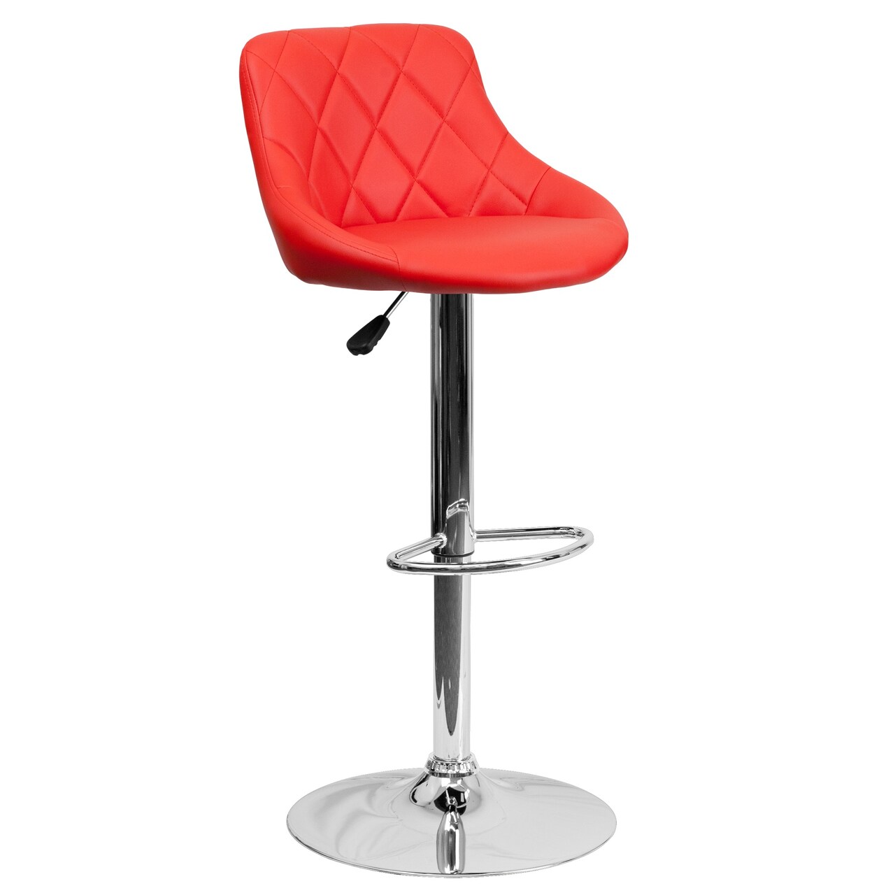Flash Furniture 41.75" Red Adjustable Height Bucket Seat Barstool with Diamond Pattern Back